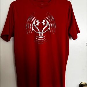 Under Armour Red Tee with Metallic Silver Design
